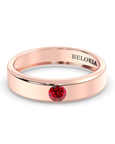 Alliance Homme et femme en or rose 18K et Rubis