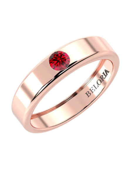 Alliance Homme et femme en or jaune 18K et Rubis 2