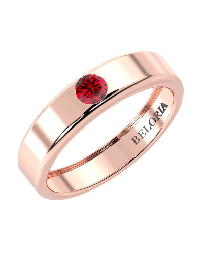 Alliance Homme et femme en or rose 18K et Rubis