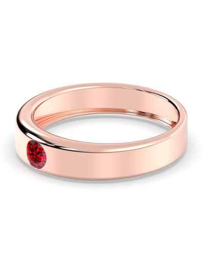 Alliance Homme et femme en or rose 18K et Rubis