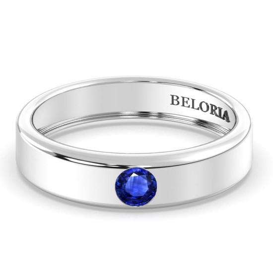 Alliance Homme et femme en or blanc 18K et Saphir Bleu