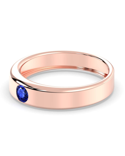 Alliance Homme et femme en or rose 18K et Saphir Bleu