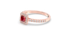 Solitaire or rose 18K halo diamant et rubis princesse