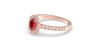 Bague or rose 18 carats rubis ovale et diamants