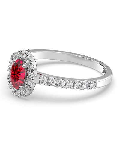 Bague or blanc 18 carats rubis ovale et diamants