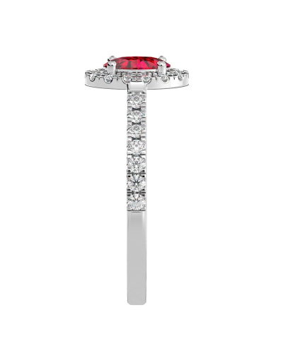 Bague or blanc 18 carats rubis ovale et diamants