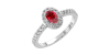 Bague or blanc 18 carats rubis ovale et diamants