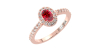 Bague or rose 18 carats rubis ovale et diamants