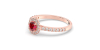 Bague or rose 18 carats rubis rond et diamants