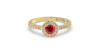 Bague or jaune 18 carats rubis rond et diamants