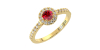 Bague or jaune 18 carats rubis rond et diamants