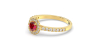 Bague or jaune 18 carats rubis rond et diamants