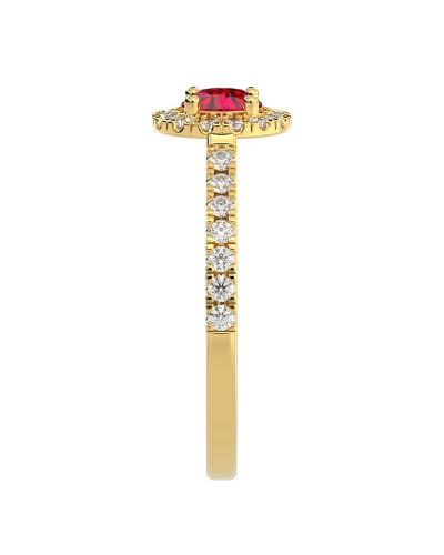 Bague or jaune 18 carats rubis rond et diamants