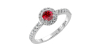 Bague or blanc 18 carats rubis rond et diamants