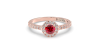 Bague or rose 18 carats rubis rond et diamants