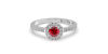 Bague or blanc 18 carats rubis rond et diamants