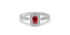 Bague Solitaire en Or blanc rubis  Halo Accompagné Diamant