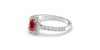 Bague Solitaire en Or blanc rubis  Halo Accompagné Diamant