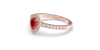 bague Solitaire en Or rose rubis poire et son halo  Accompagné Diamants