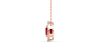 Collier en or rose 18 carats, rubis  coussin et son halo de diamants