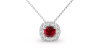 Collier en or blanc 18 carats, rubis  coussin et son halo de diamants