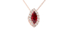 Collier rubis marquise halo diamant en or rose 18 K
