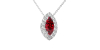 Collier rubis marquise halo diamant en or blanc 18 K