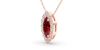 Collier rubis marquise halo diamant en or rose 18 K