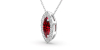 Collier rubis marquise halo diamant en or blanc 18 K