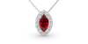 Collier rubis marquise halo diamant en or blanc 18 K