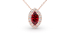 Collier rubis marquise halo diamant en or rose 18 K