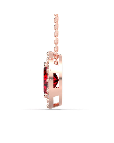 Collier rubis et halo de diamants en or rose 750