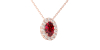 Collier rubis et halo de diamants en or rose 750
