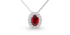 Collier rubis et halo de diamants en or blanc 750