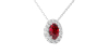 Collier rubis et halo de diamants en or blanc 750