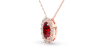 Collier rubis et halo de diamants en or rose 750