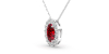 Collier rubis et halo de diamants en or blanc 750