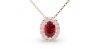 Collier rubis et halo de diamants en or rose 750