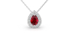 Collier or blanc 18K rubis poire et halo diamants