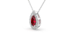 Collier or blanc 18K rubis poire et halo diamants
