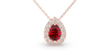 Collier or rose 18K rubis poire et halo diamants
