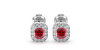 Boucles d'oreilles en or blanc 18 carats, rubis et halo de diamants