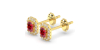 Boucles d'oreilles en or jaune 18 carats, rubis et halo de diamants