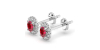 Boucles d'oreilles en or rose 18K rubis ovale et halo de diamants