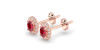 Boucles d'oreilles en or rose 18K rubis ovale et halo de diamants