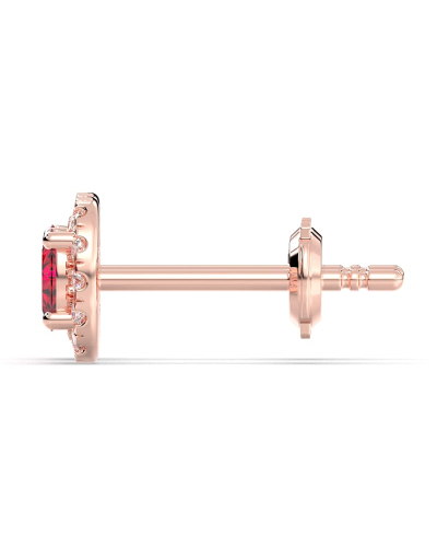 Boucles d'oreilles en or rose 18K rubis ovale et halo de diamants