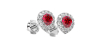 Boucles d'oreilles en or blanc 18K rubis poire et halo de diamants