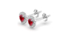 Boucles d'oreilles en or blanc 18K rubis poire et halo de diamants