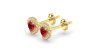 Boucles d'oreilles en or jaune 18K rubis poire et halo de diamants