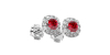 Boucles d'oreilles en or blanc 18K rubis coussin et halo de diamants